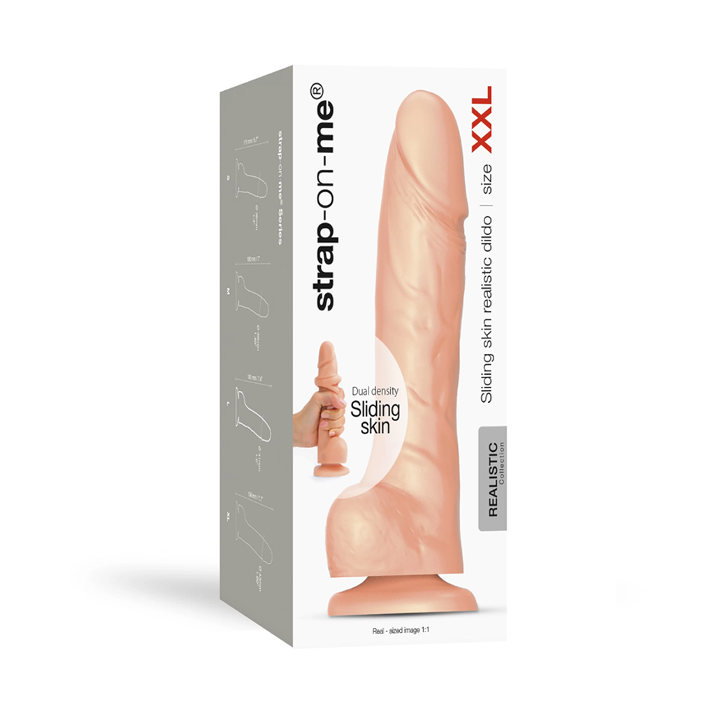 Strap-on-Me XXL Sliding Skin Realistic Dildo 6.25" in VANILLA