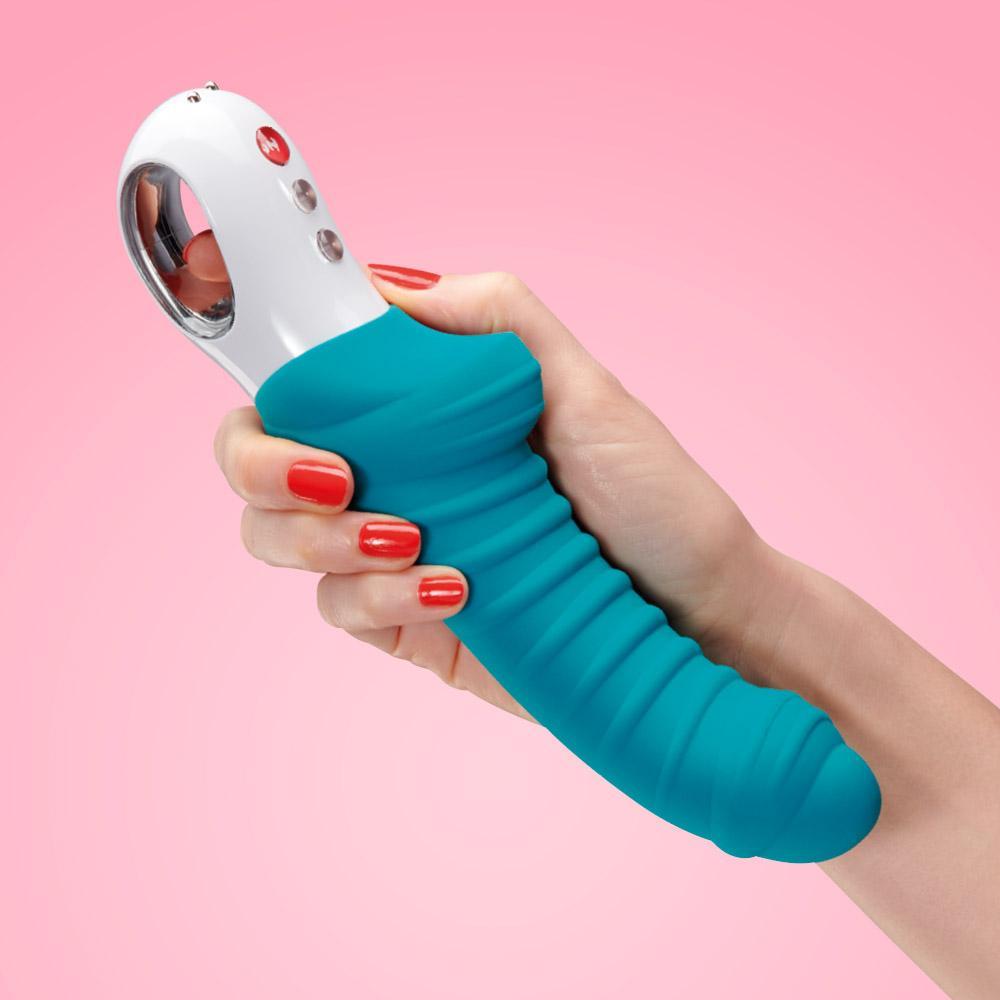 Fun Factory Tiger G=spot Vibrator held in womans hand 