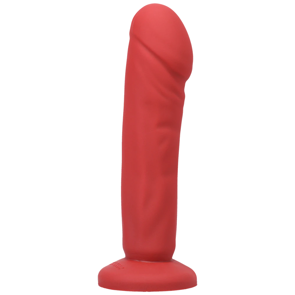 The Vamp: 7" Dildo in Crimson with Vibrating Harness