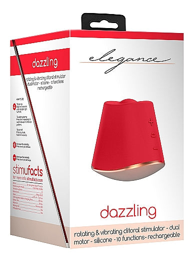 Elegance Dazzling Rotating & Vibrating Clitoral Stimulator Red